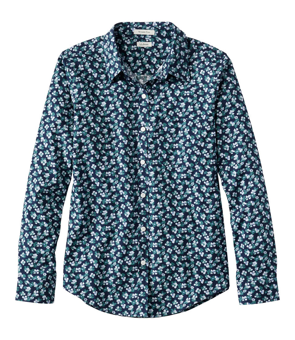 Women's Wrinkle-Free Pinpoint Oxford Shirt, Relaxed Fit Long-Sleeve Print | L.L.Bean online