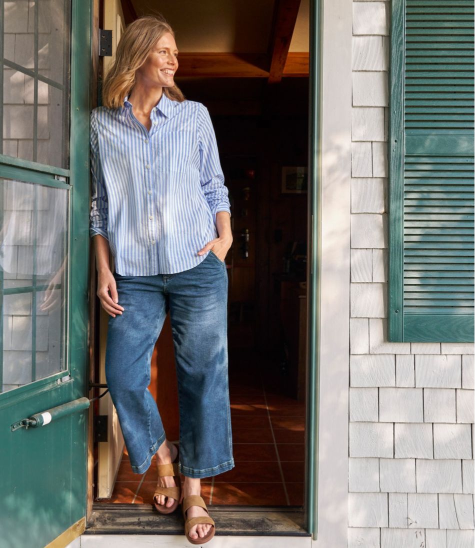 Women's Essential Cotton Poplin Shirt, Long-Sleeve | L.L.Bean for sale