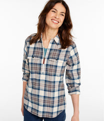 Women's Scotch Plaid Flannel Shirt, Quarter-Zip | L.L.Bean on sale