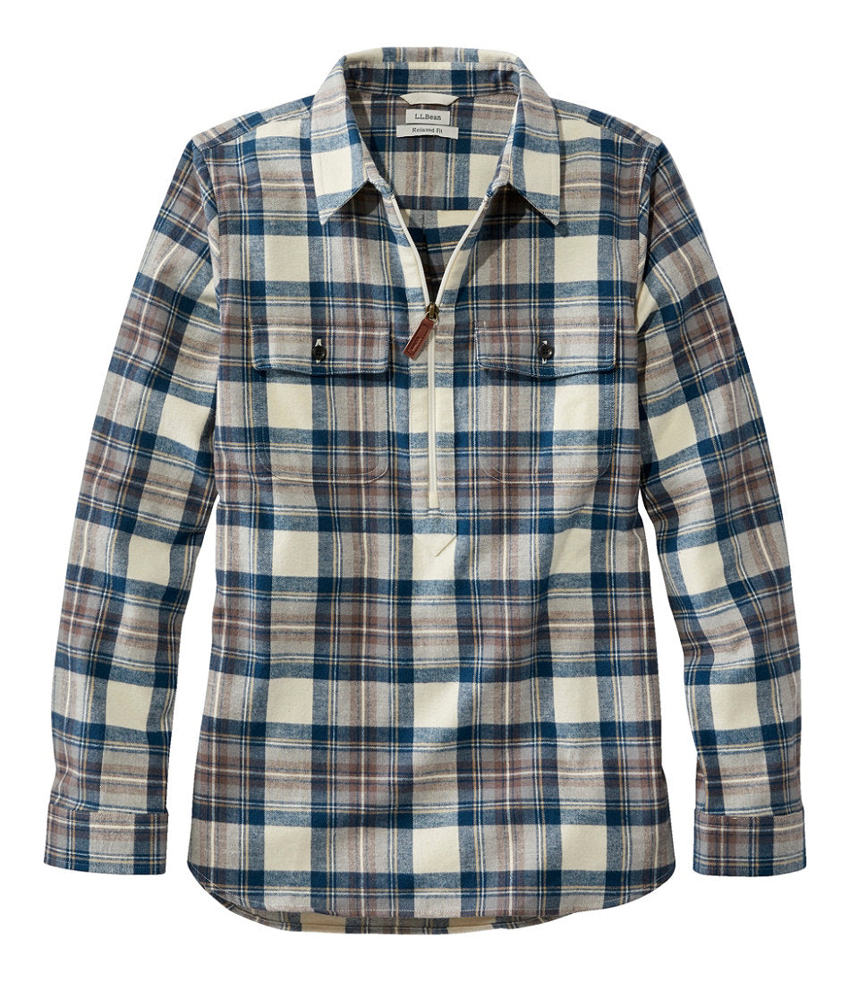 Women's Scotch Plaid Flannel Shirt, Quarter-Zip | L.L.Bean on sale