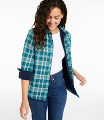 Women's Fleece-Lined Flannel Shirt, Snap-Front Plaid | L.L.Bean outlet