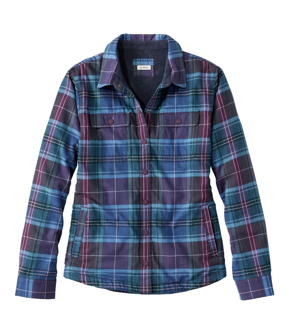 Women's Fleece-Lined Flannel Shirt, Snap-Front Plaid | L.L.Bean outlet