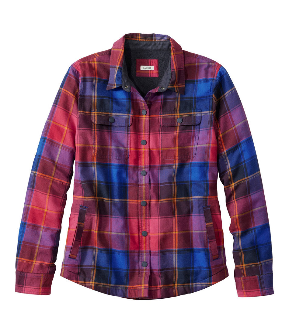 Women's Fleece-Lined Flannel Shirt, Snap-Front Plaid | L.L.Bean outlet