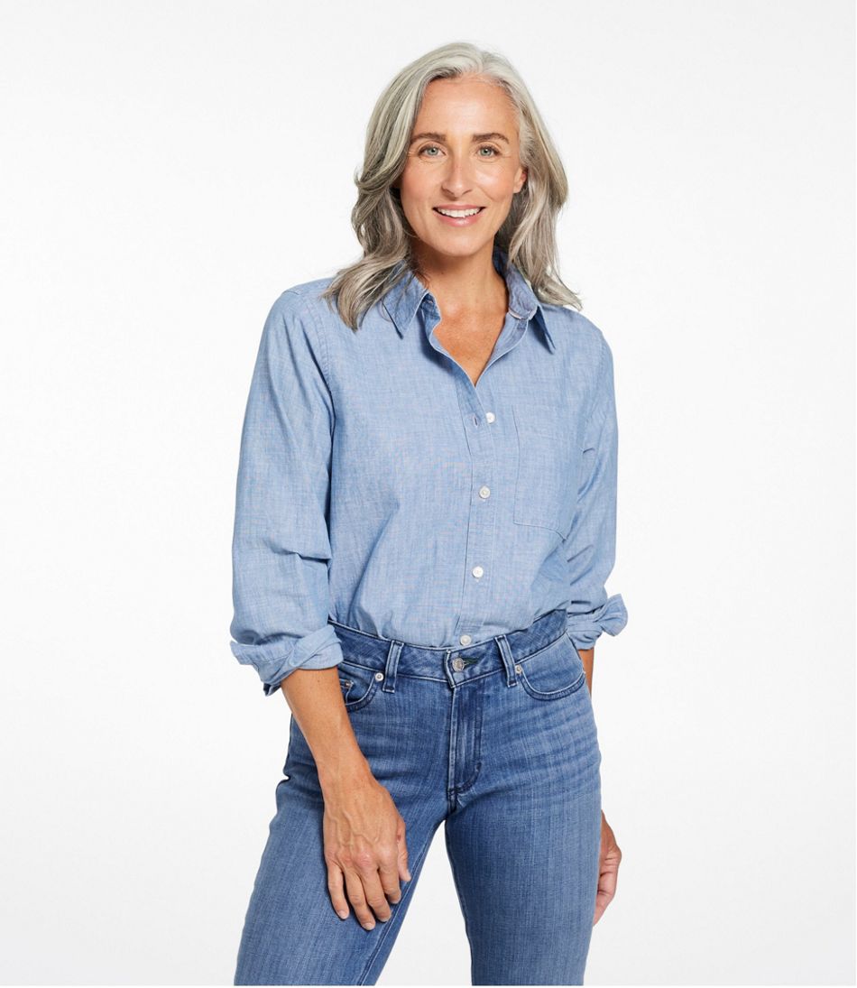 Women's Essential Cotton Shirt, Chambray Long Sleeve | L.L.Bean near me