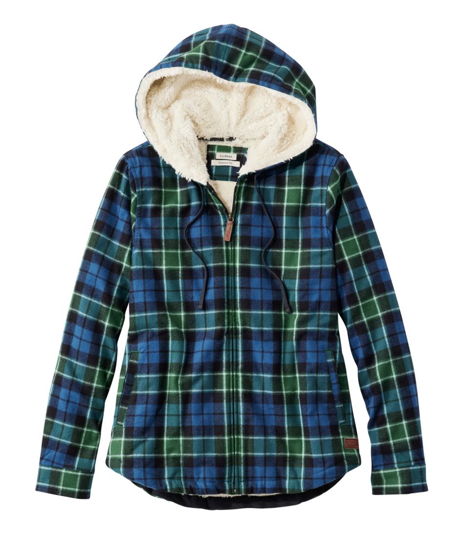 Women's Scotch Plaid Flannel Shirt, Sherpa-Lined Zip Hoodie | L.L.Bean sale