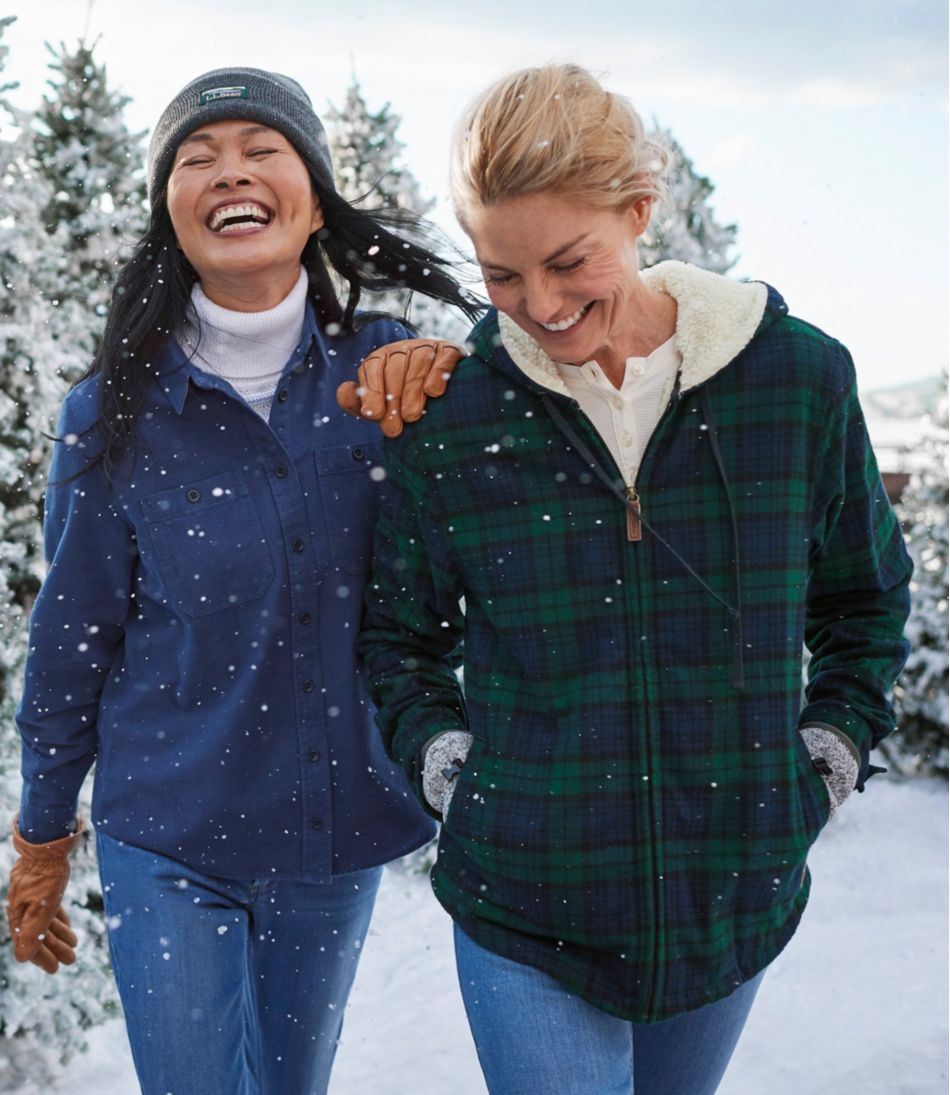 Women's Scotch Plaid Flannel Shirt, Sherpa-Lined Zip Hoodie | L.L.Bean sale