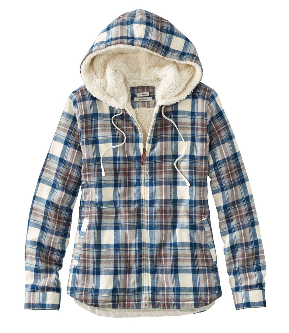 Women's Scotch Plaid Flannel Shirt, Sherpa-Lined Zip Hoodie | L.L.Bean sale