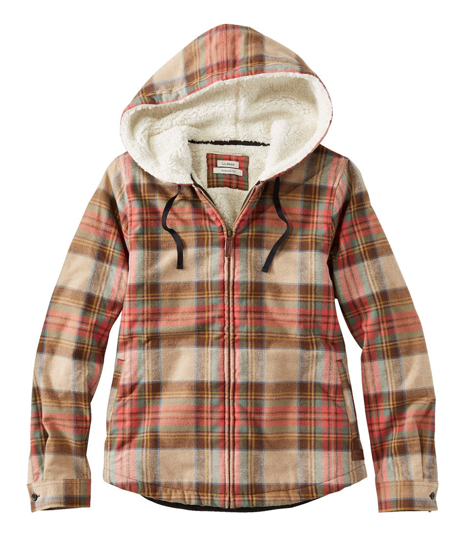 Women's Scotch Plaid Flannel Shirt, Sherpa-Lined Zip Hoodie | L.L.Bean sale