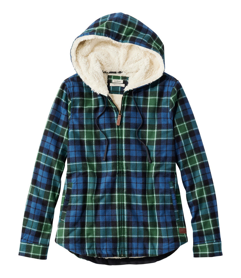 Women's Scotch Plaid Flannel Shirt, Sherpa-Lined Zip Hoodie | L.L.Bean sale