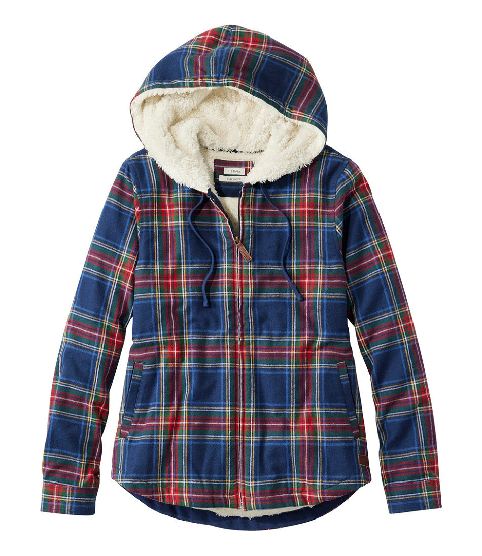 Women's Scotch Plaid Flannel Shirt, Sherpa-Lined Zip Hoodie | L.L.Bean sale