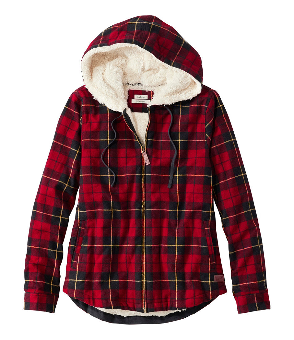 Women's Scotch Plaid Flannel Shirt, Sherpa-Lined Zip Hoodie | L.L.Bean sale