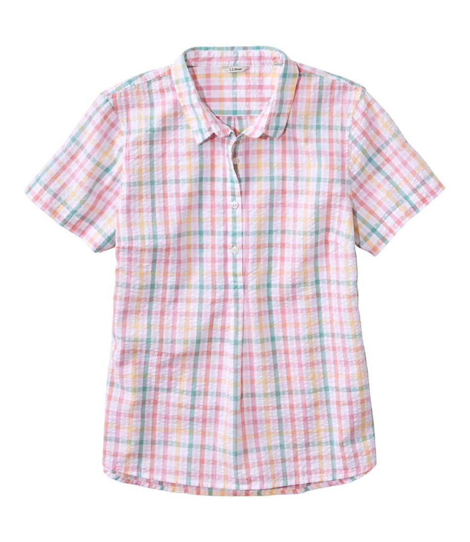 Women's Vacationland Seersucker Shirt, Short-Sleeve Popover Plaid | L.L.Bean on sale
