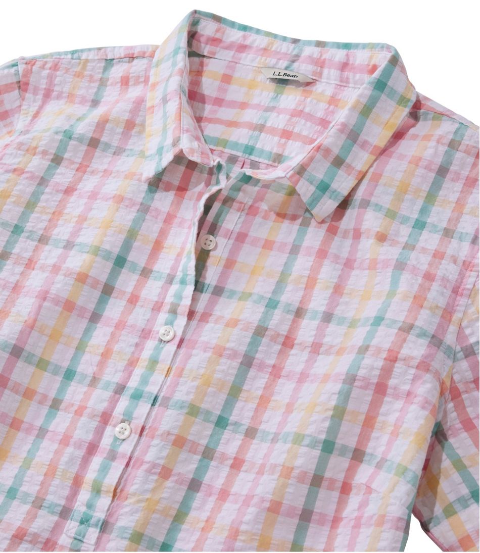 Women's Vacationland Seersucker Shirt, Short-Sleeve Popover Plaid | L.L.Bean on sale