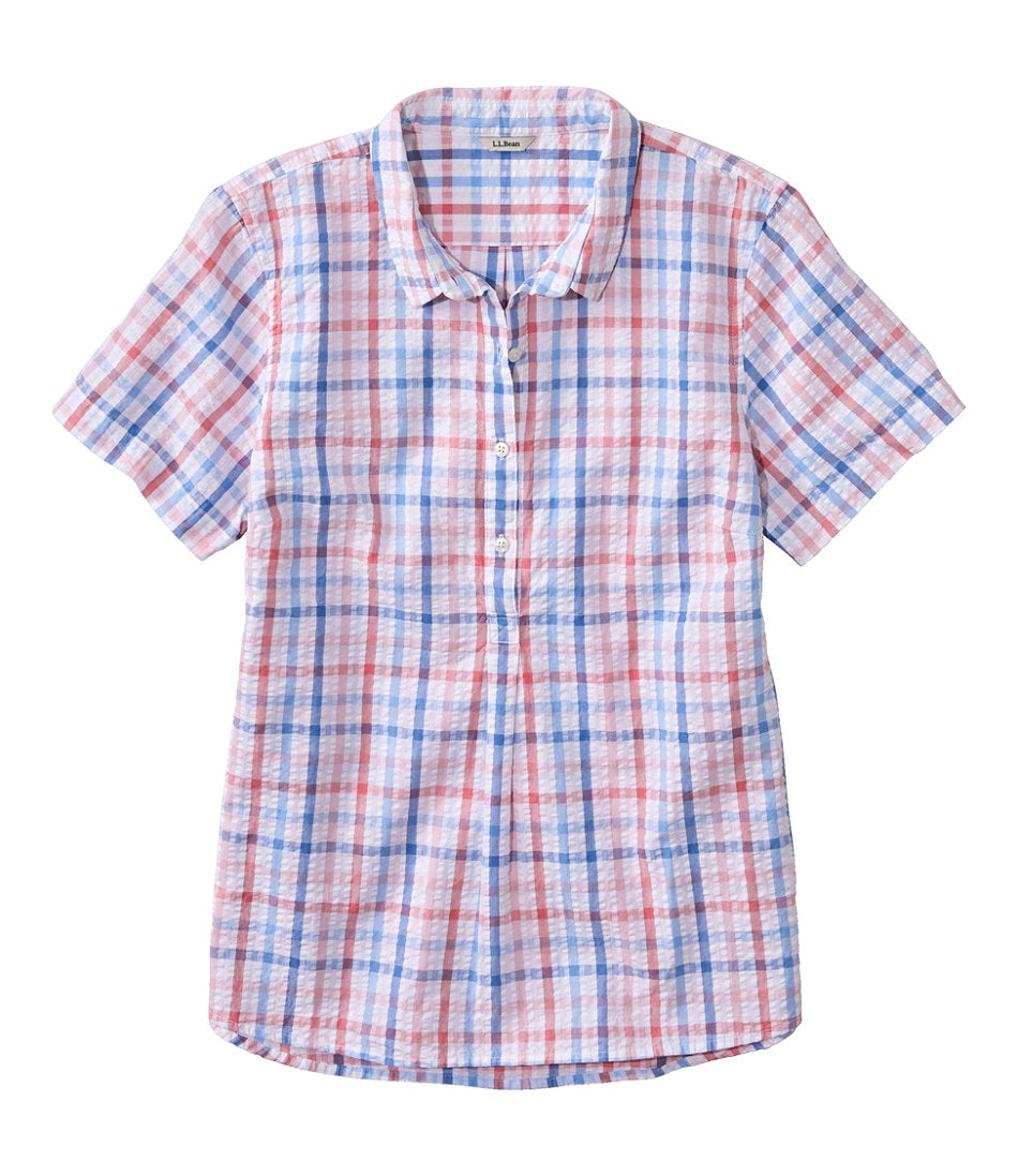 Women's Vacationland Seersucker Shirt, Short-Sleeve Popover Plaid | L.L.Bean on sale