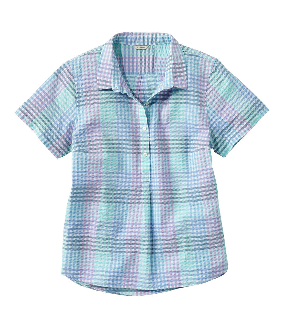 Women's Vacationland Seersucker Shirt, Short-Sleeve Popover Plaid | L.L.Bean on sale