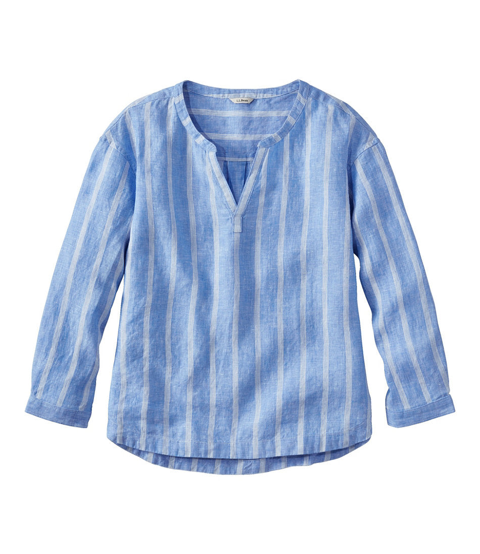 Women's Premium Washable Linen Shirt, Splitneck Stripe | L.L.Bean for sale