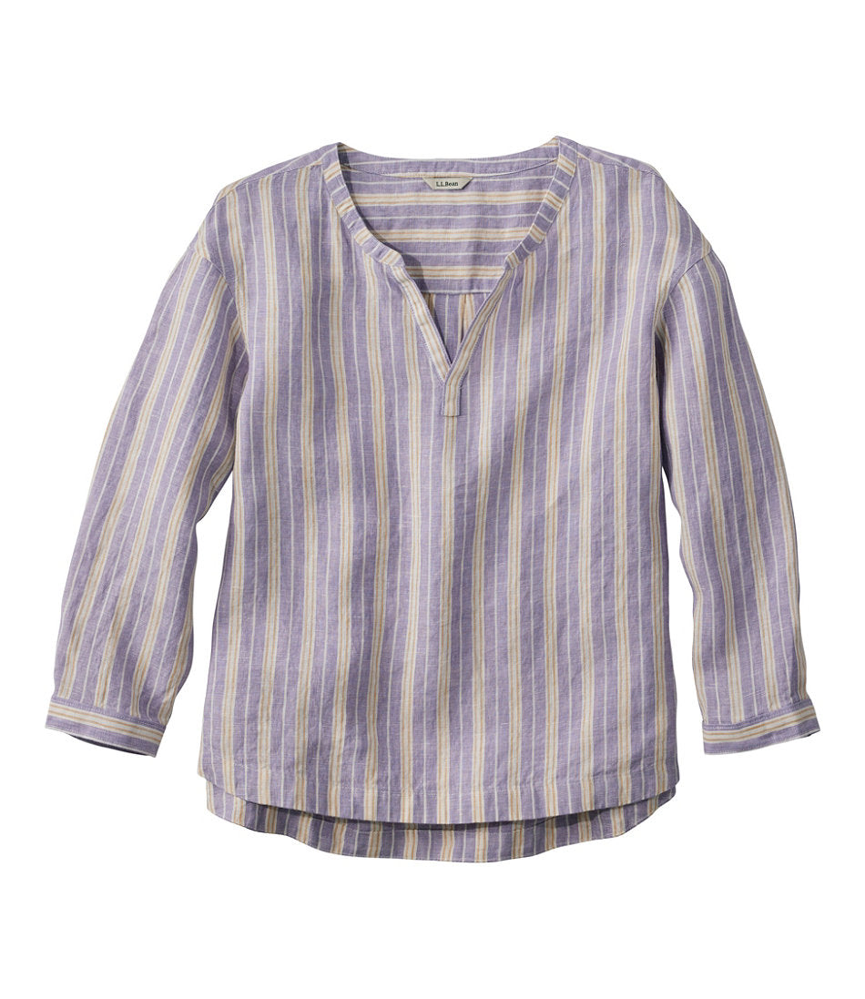 Women's Premium Washable Linen Shirt, Splitneck Stripe | L.L.Bean for sale