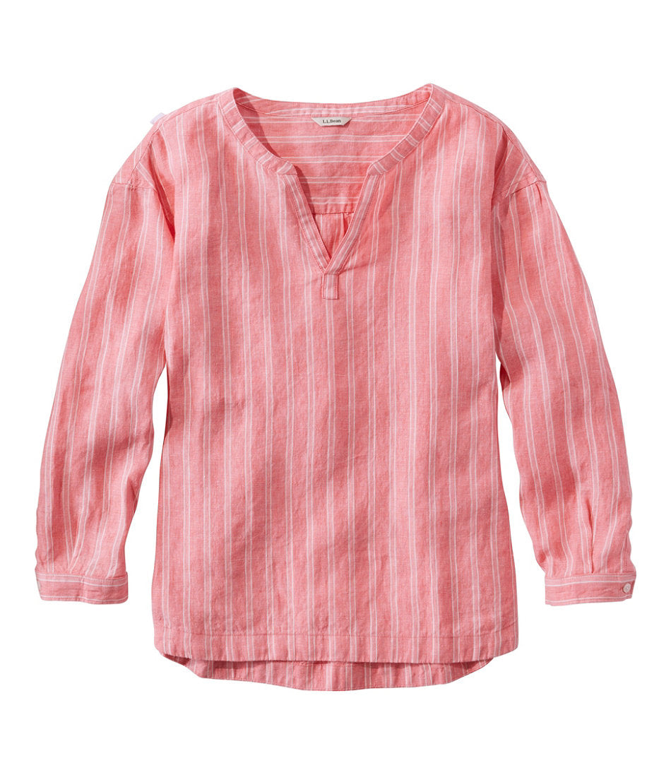 Women's Premium Washable Linen Shirt, Splitneck Stripe | L.L.Bean for sale