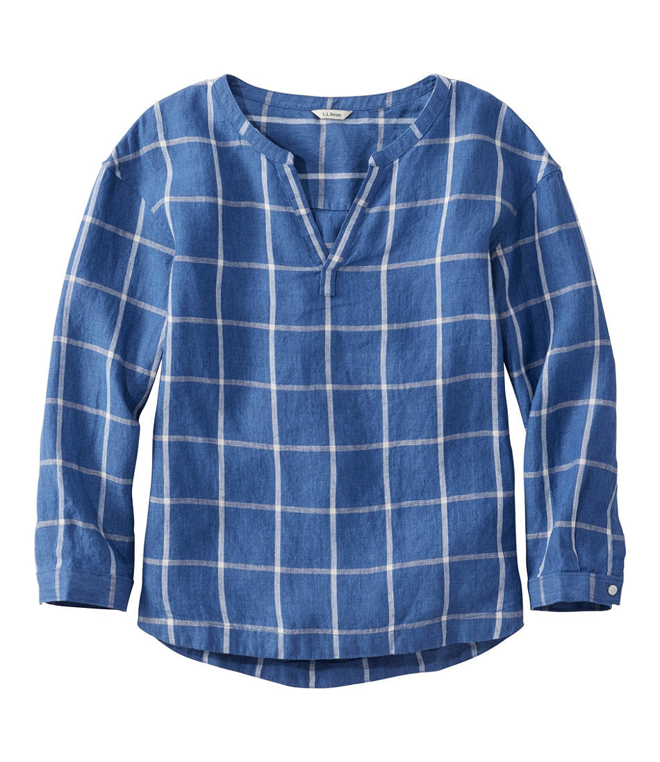 Women's Premium Washable Linen Shirt, Splitneck Stripe | L.L.Bean for sale