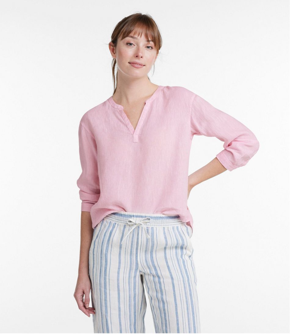 Women's Premium Washable Linen Shirt, Splitneck | L.L.Bean on sale