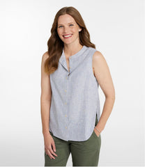 Women's Signature Linen-Blend Button-Front Shirt, Sleeveless | L.L.Bean sale