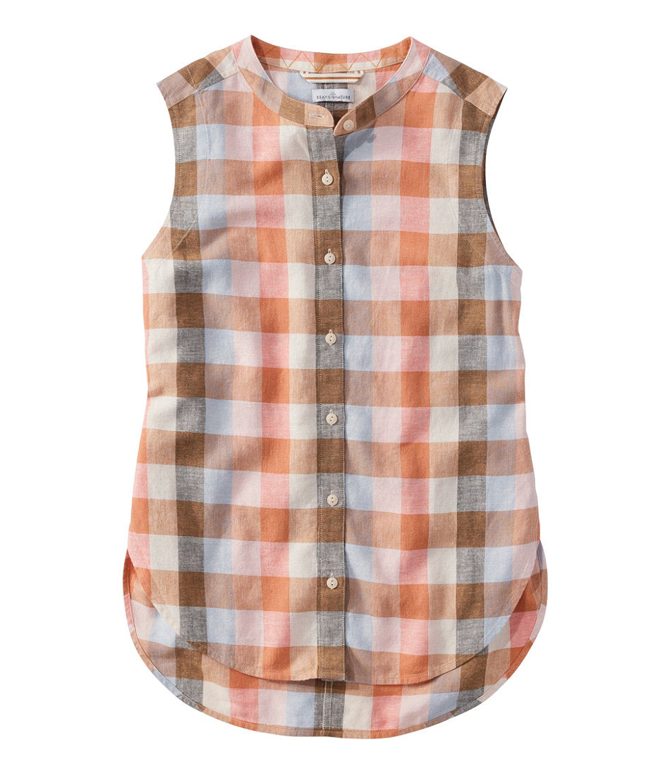 Women's Signature Linen-Blend Button-Front Shirt, Sleeveless | L.L.Bean sale