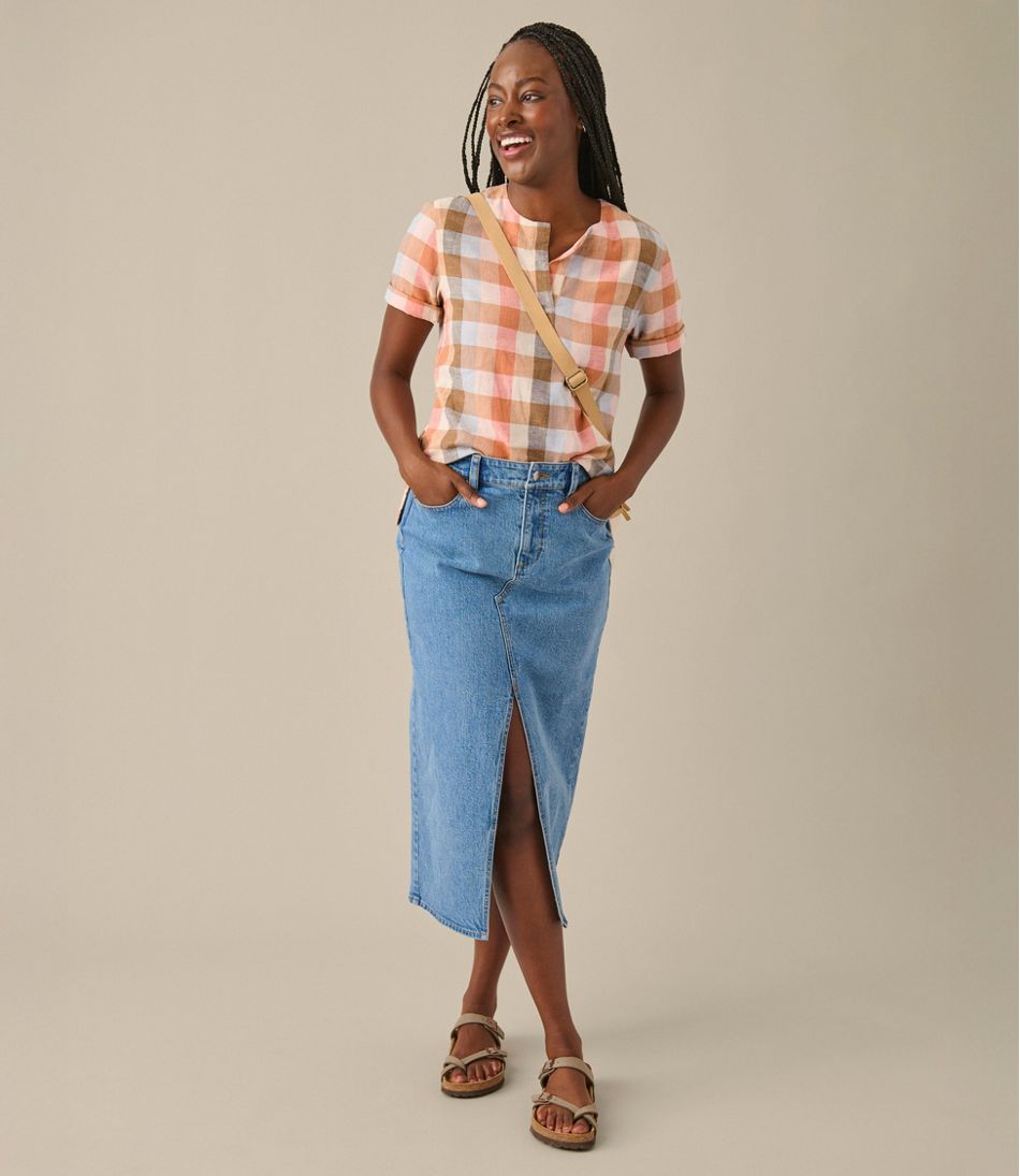 Women's Signature Linen-Blend Splitneck Shirt, Short-Sleeve | L.L.Bean near me