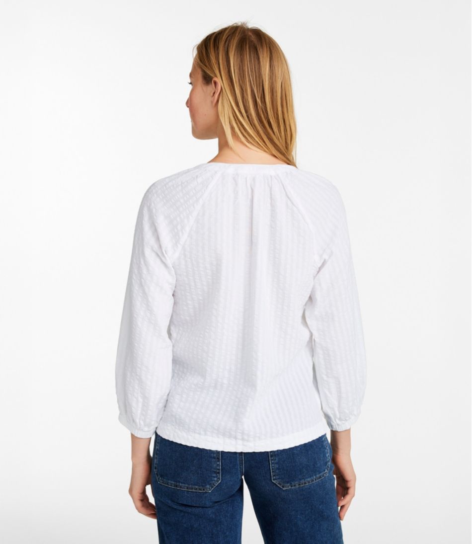 Women's Bean's Seacoast Seersucker Splitneck Shirt | L.L.Bean sale