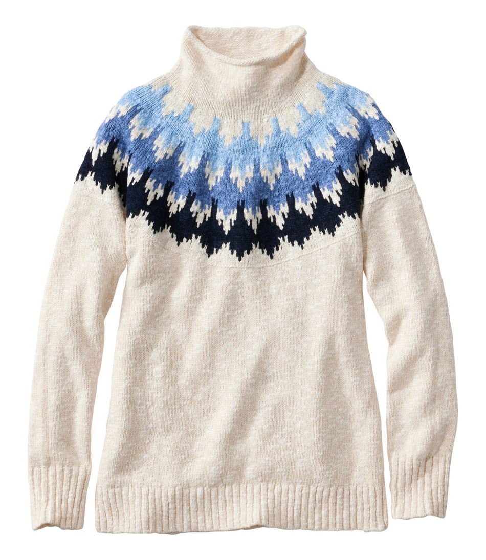 Women's Cotton Ragg Sweater, Funnelneck Pullover Fair Isle | L.L.Bean outlet