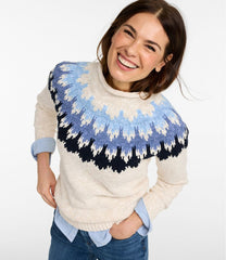 Women's Cotton Ragg Sweater, Funnelneck Pullover Fair Isle | L.L.Bean outlet