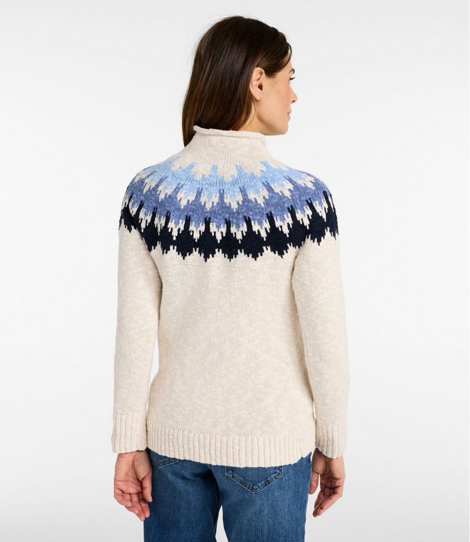 Women's Cotton Ragg Sweater, Funnelneck Pullover Fair Isle | L.L.Bean outlet