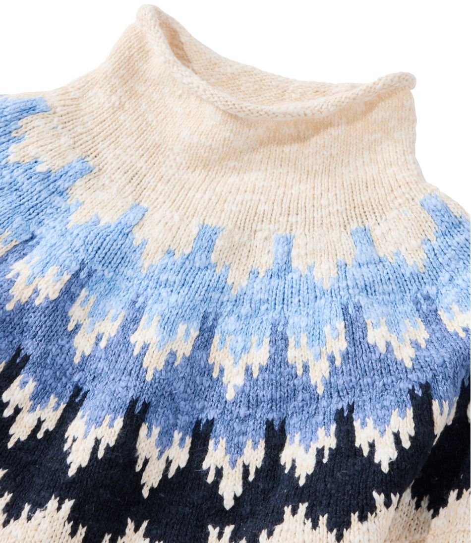Women's Cotton Ragg Sweater, Funnelneck Pullover Fair Isle | L.L.Bean outlet