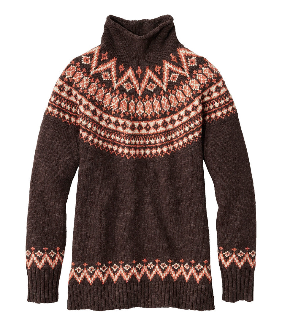 Women's Cotton Ragg Sweater, Funnelneck Pullover Fair Isle | L.L.Bean outlet