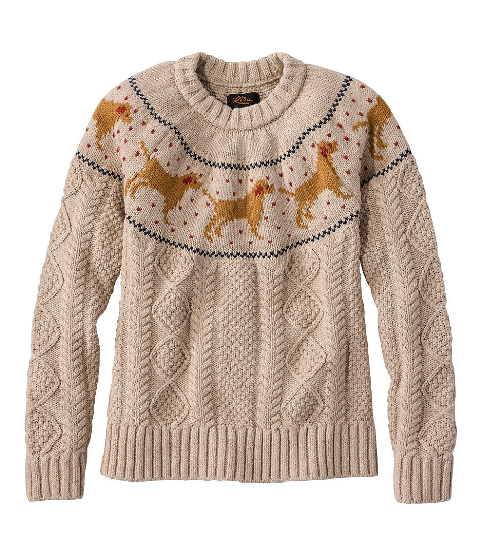 Women's Signature Cotton Fisherman Sweater, Crewneck Novelty | L.L.Bean on sale