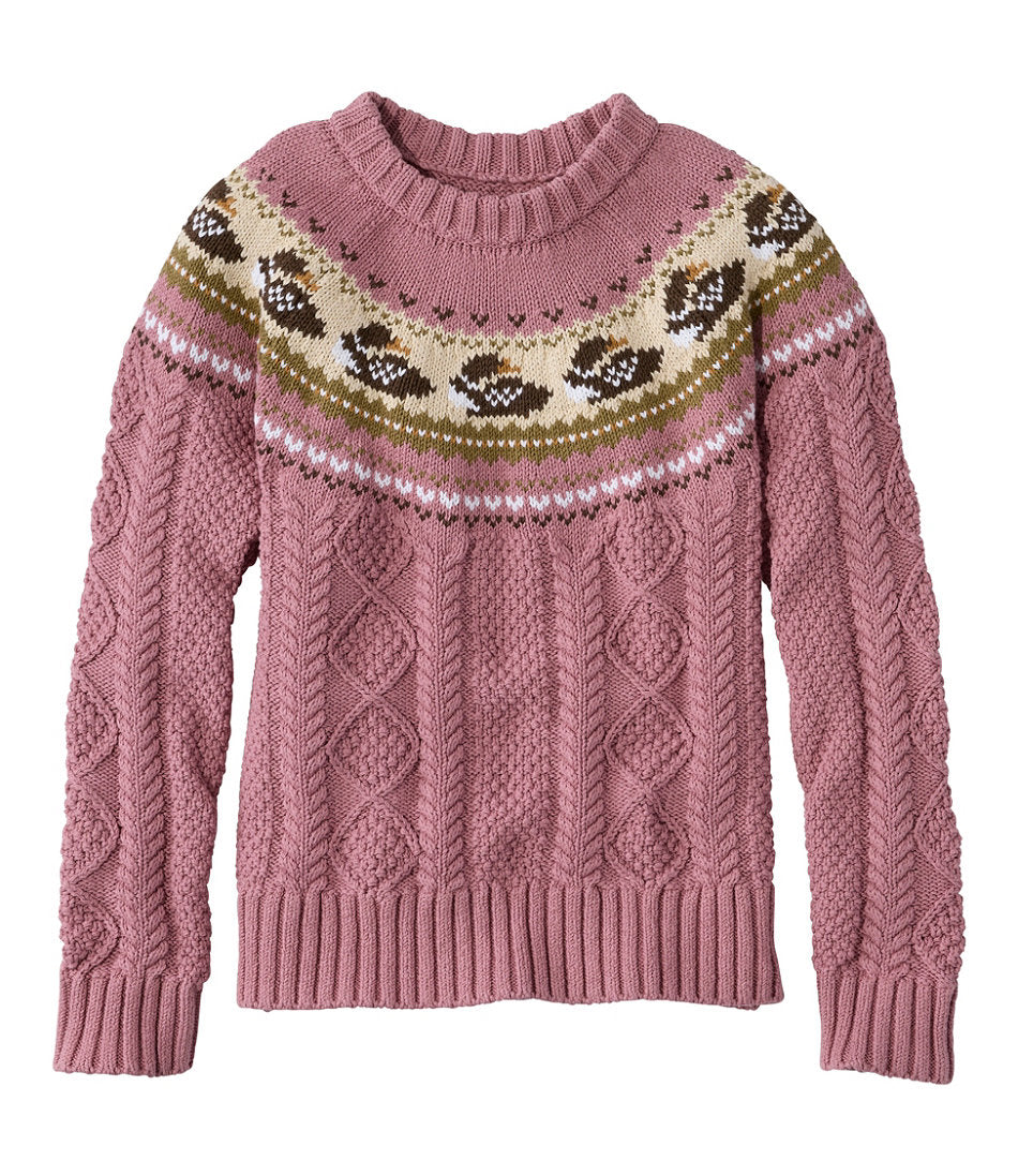 Women's Signature Cotton Fisherman Sweater, Crewneck Novelty | L.L.Bean on sale