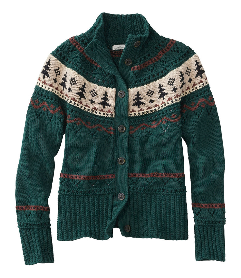 Women's Signature Cotton Fisherman Sweater, Short Cardigan Fair Isle | L.L.Bean online