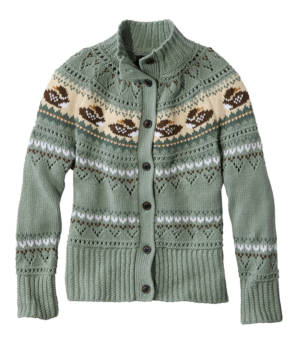 Women's Signature Cotton Fisherman Sweater, Short Cardigan Fair Isle | L.L.Bean online