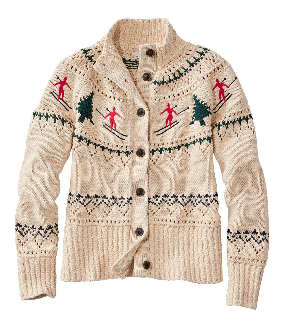 Women's Signature Cotton Fisherman Sweater, Short Cardigan Fair Isle | L.L.Bean online