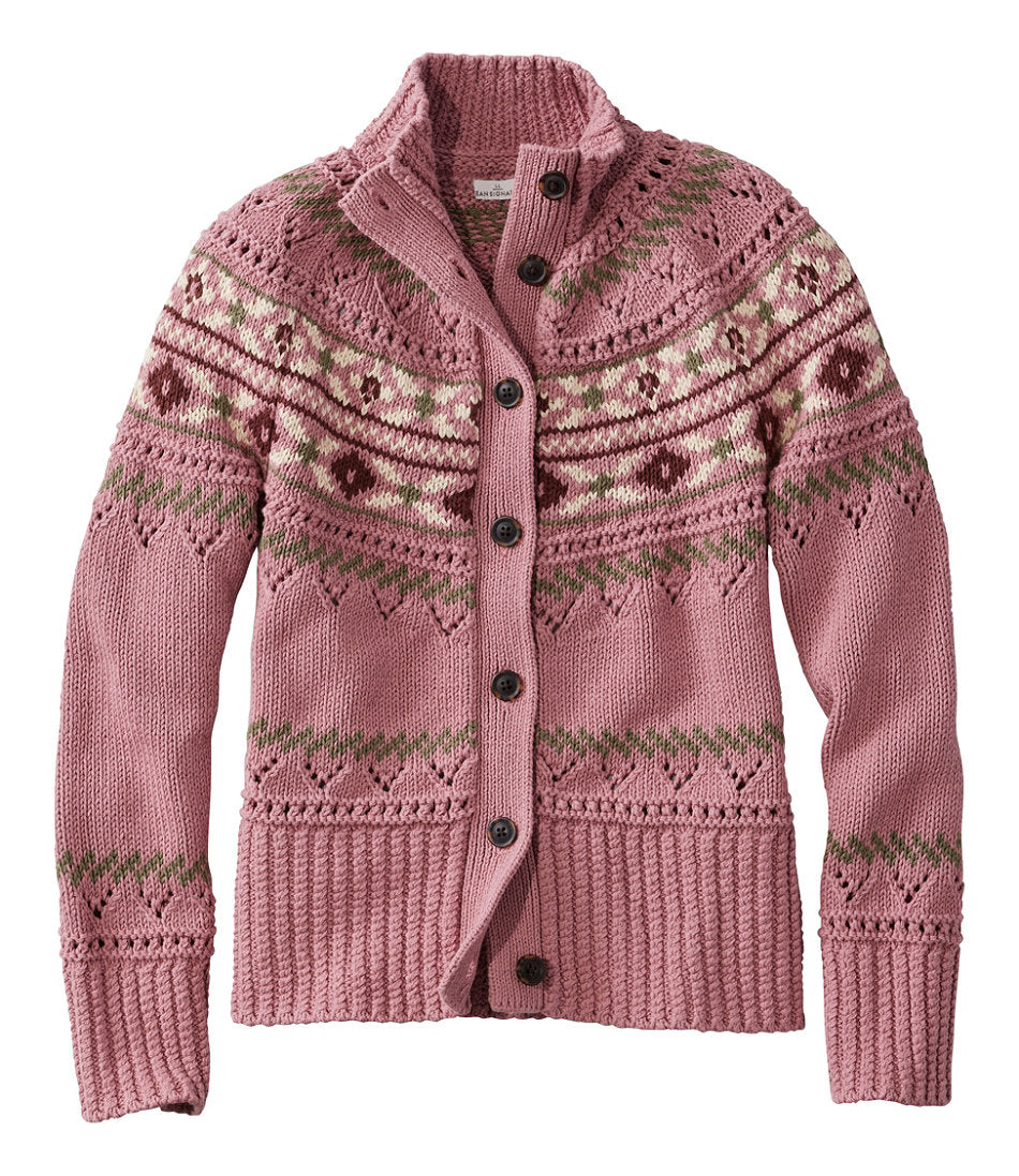 Women's Signature Cotton Fisherman Sweater, Short Cardigan Fair Isle | L.L.Bean online