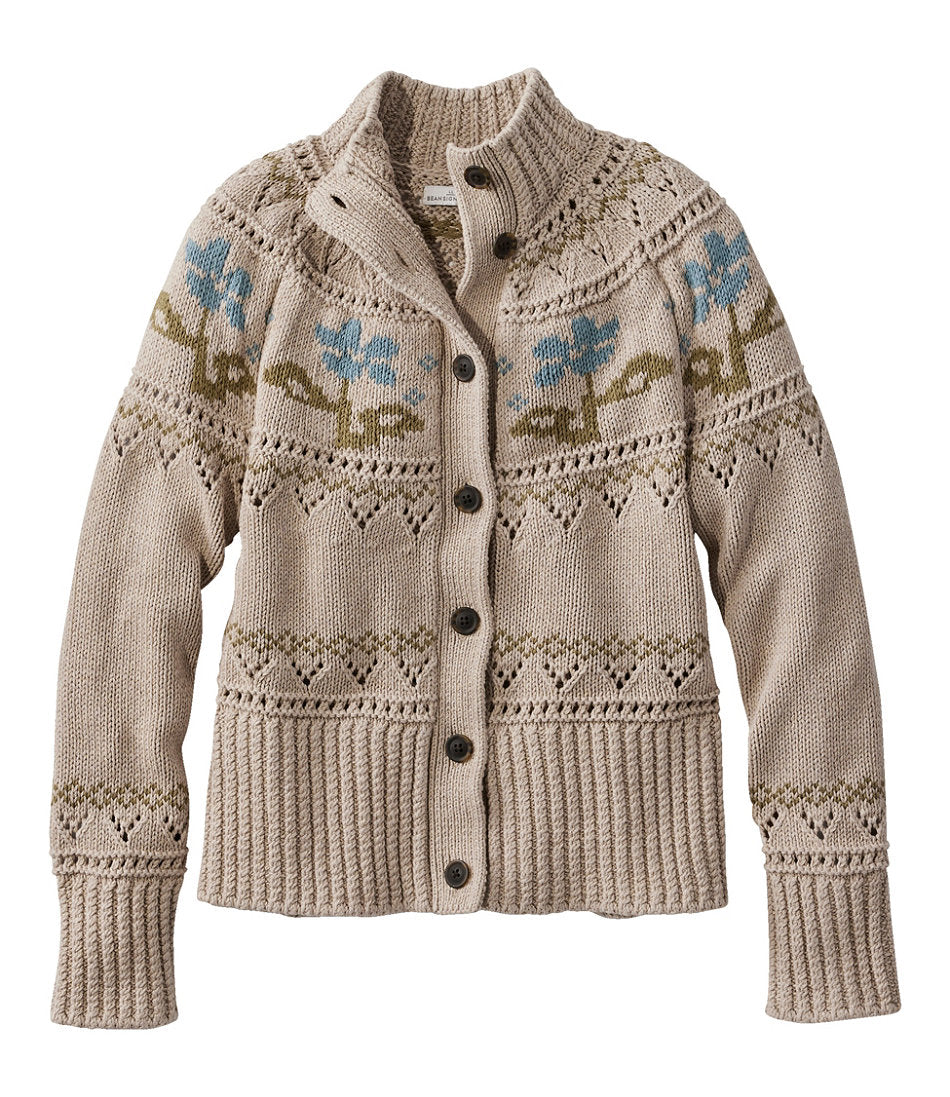 Women's Signature Cotton Fisherman Sweater, Short Cardigan Fair Isle | L.L.Bean online