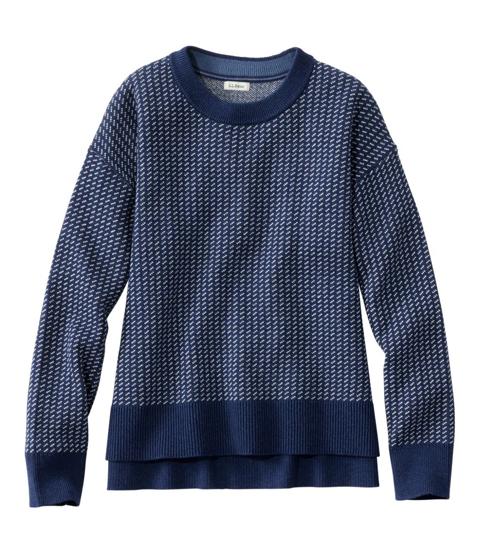 Women's Wicked Soft Cotton/Cashmere Crewneck Sweater, Pattern | L.L.Bean on sale