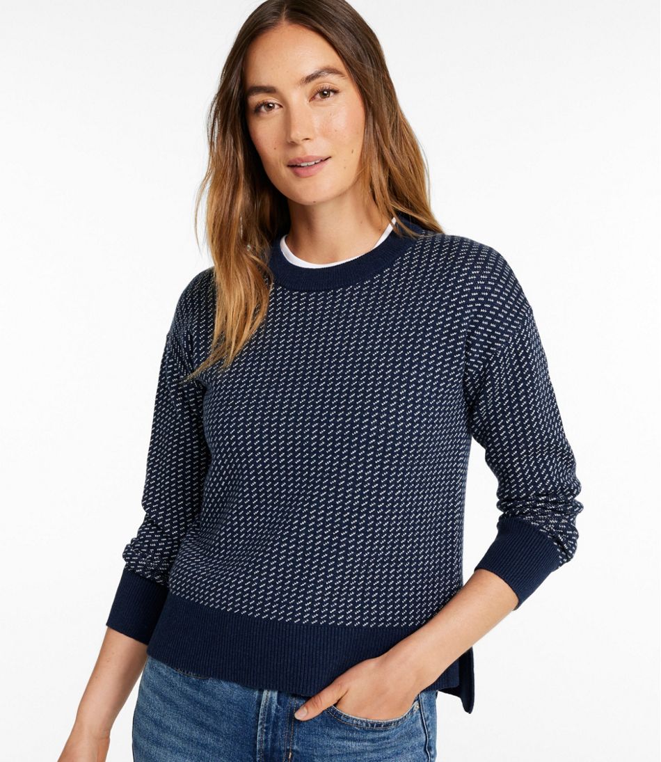 Women's Wicked Soft Cotton/Cashmere Crewneck Sweater, Pattern | L.L.Bean on sale