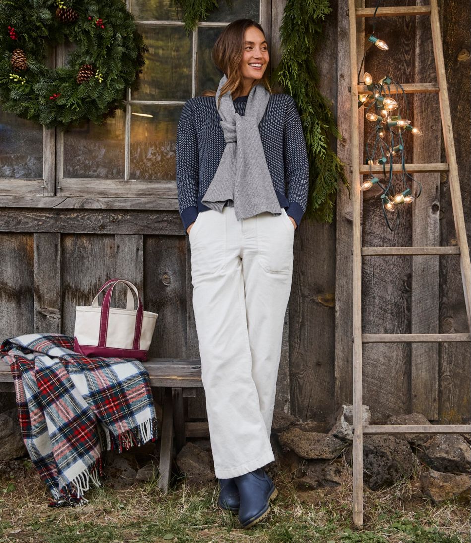 Women's Wicked Soft Cotton/Cashmere Crewneck Sweater, Pattern | L.L.Bean on sale