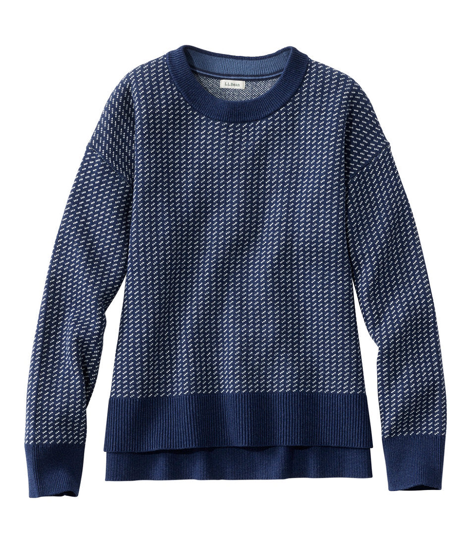 Women's Wicked Soft Cotton/Cashmere Crewneck Sweater, Pattern | L.L.Bean on sale
