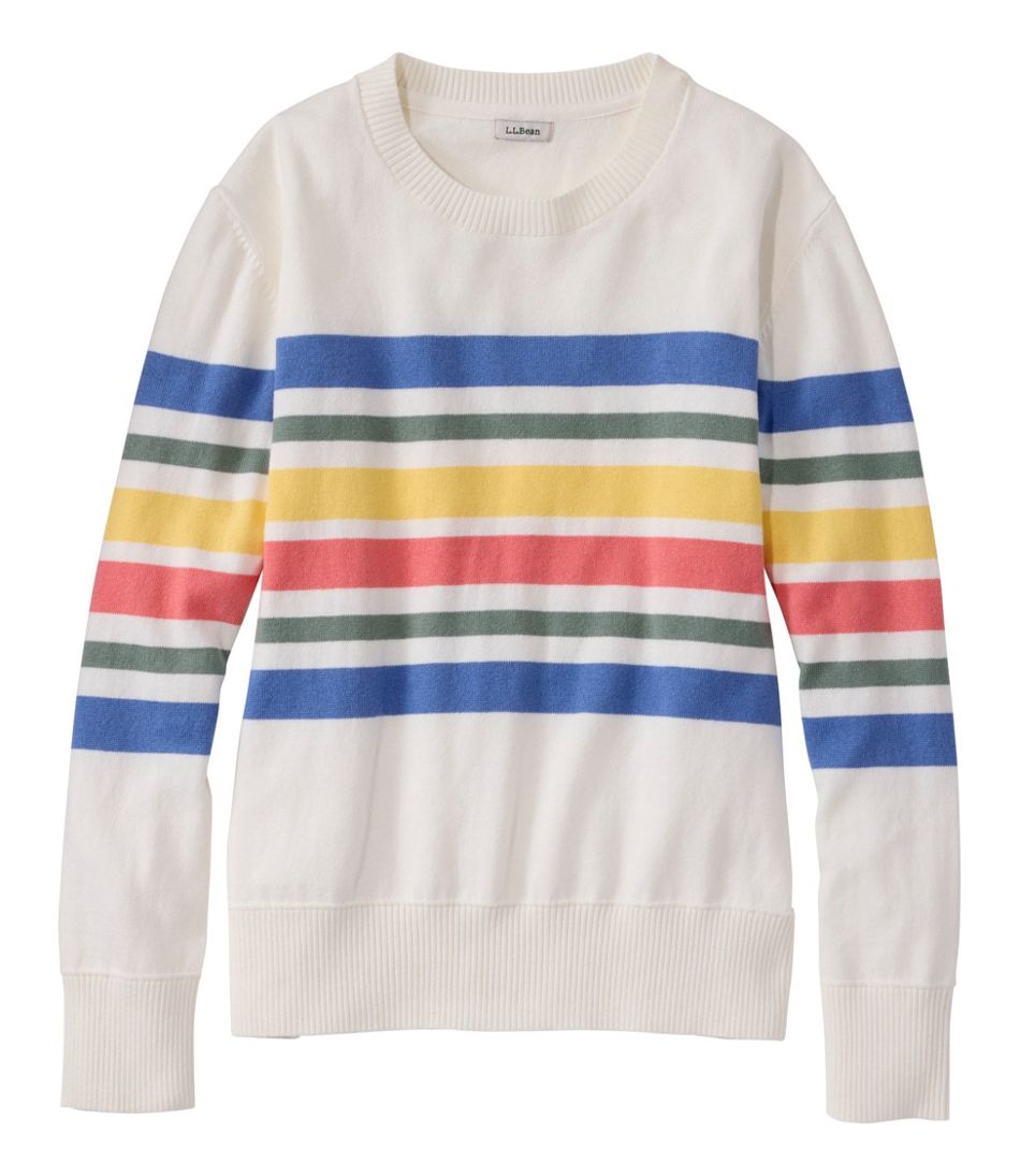 Women's Cotton/Cashmere Sweater, Crewneck Stripe | L.L.Bean sale