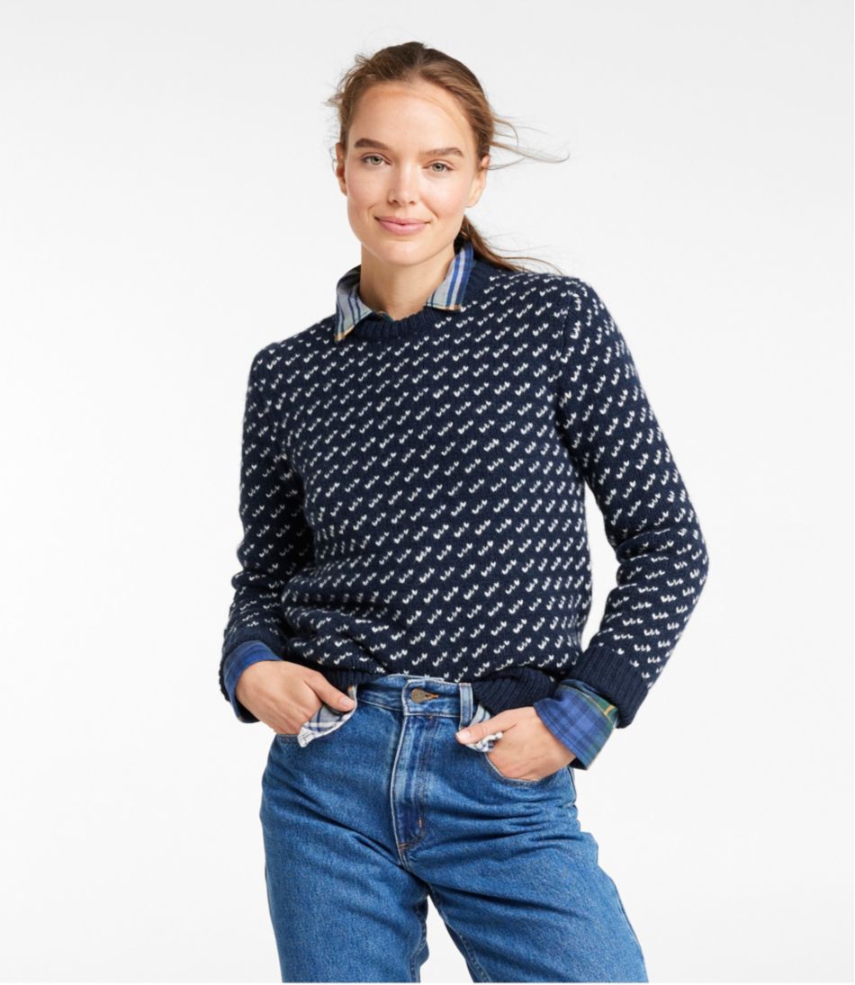 Women's Bean's Classic Ragg Wool Sweater, Crewneck Bird's-Eye | L.L.Bean for sale