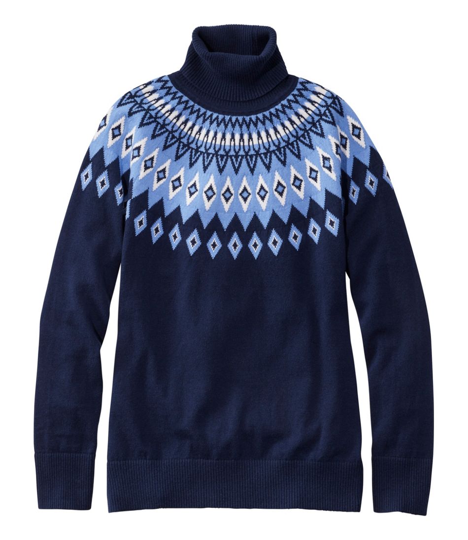 Women's Cotton/Cashmere Sweater, Turtleneck Fair Isle | L.L.Bean online
