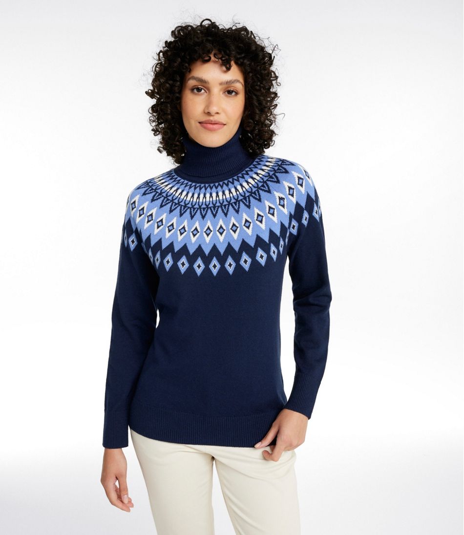 Women's Cotton/Cashmere Sweater, Turtleneck Fair Isle | L.L.Bean online