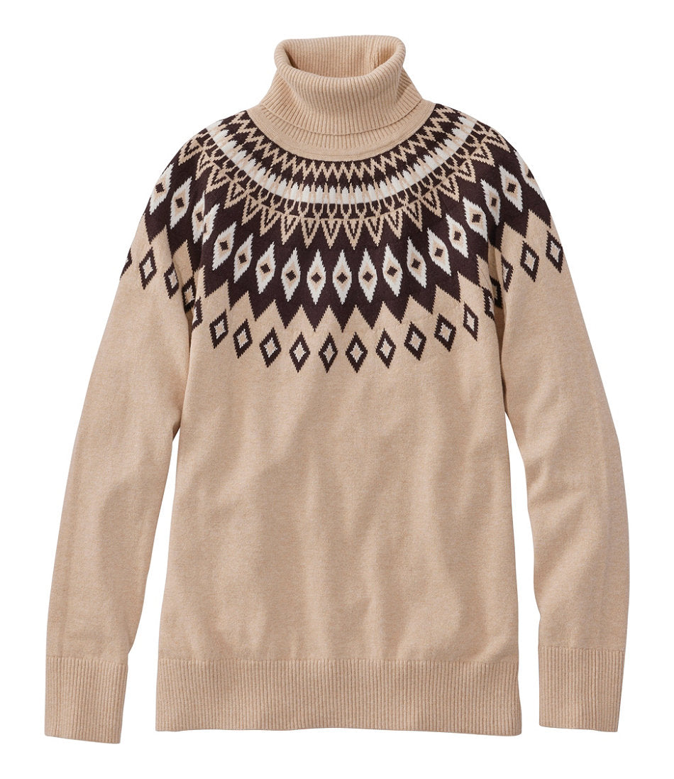 Women's Cotton/Cashmere Sweater, Turtleneck Fair Isle | L.L.Bean online