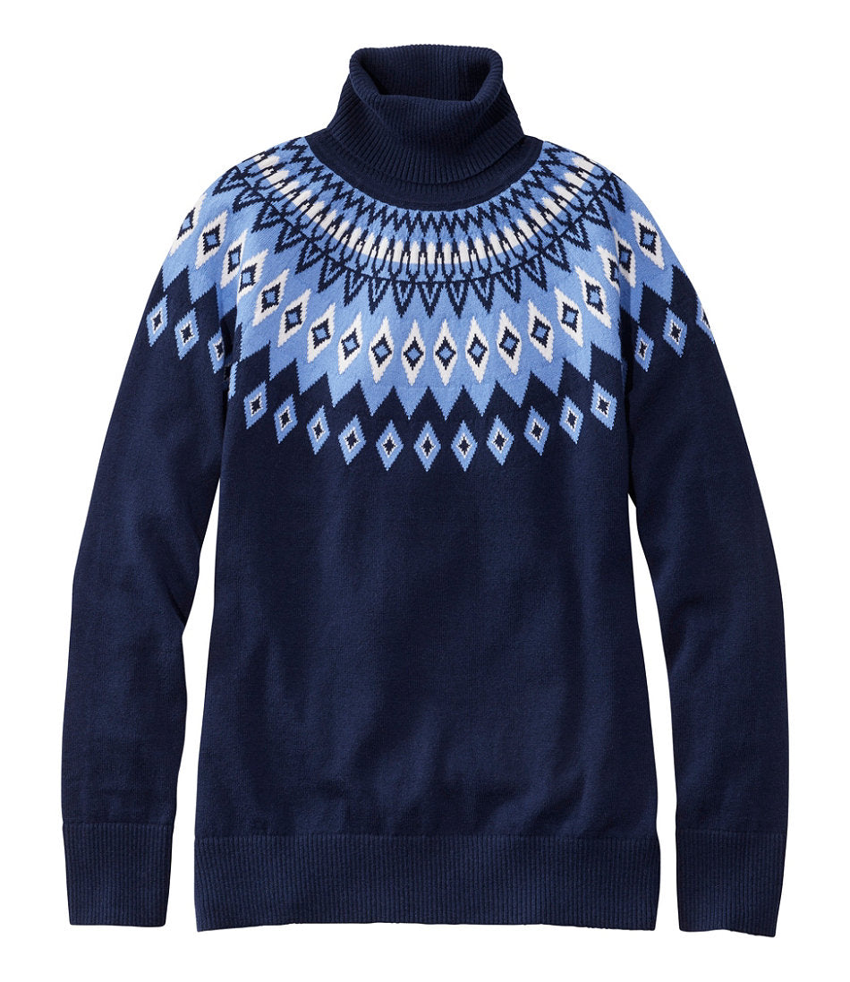 Women's Cotton/Cashmere Sweater, Turtleneck Fair Isle | L.L.Bean online